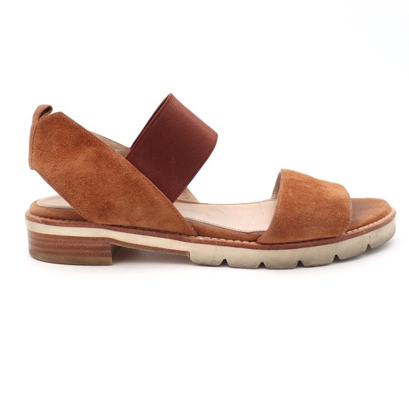 Stuart‎ Weitzman Topical Saddle Brown Suede Open Toe Sandals Sz 5.5M - Picture 1 of 9